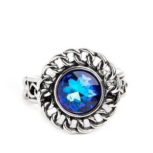 Paparazzi Silver and Blue Vintage-Inspired Ring Round Table Runway Jewelry